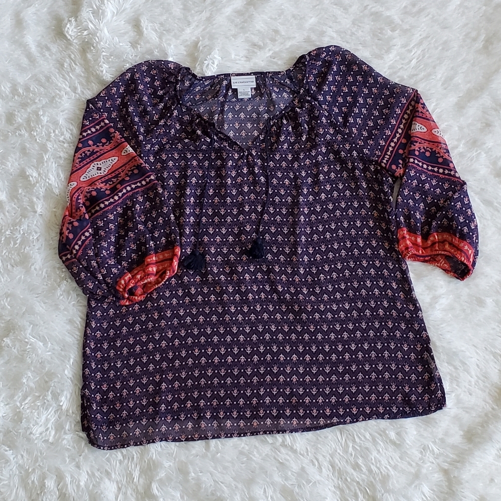 Liz Claiborne Boho Top L - Picture 2 of 8